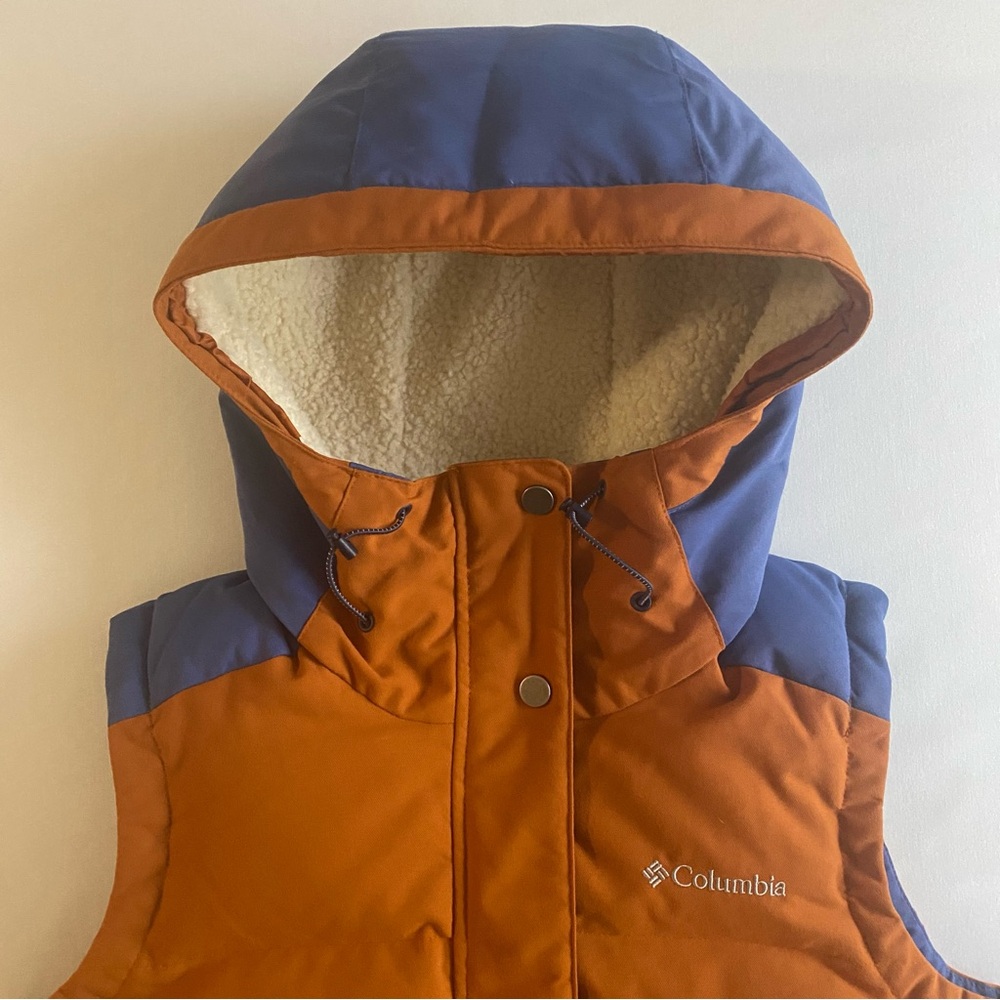 Columbia Winter Challenger 550 Down Vest Women M Sherpa Hooded Full Zip Puffer - Picture 3 of 16